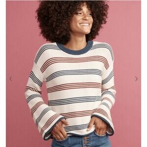 Marine Layer Striped Crew Neck Sweater - Cream, Blue, Red